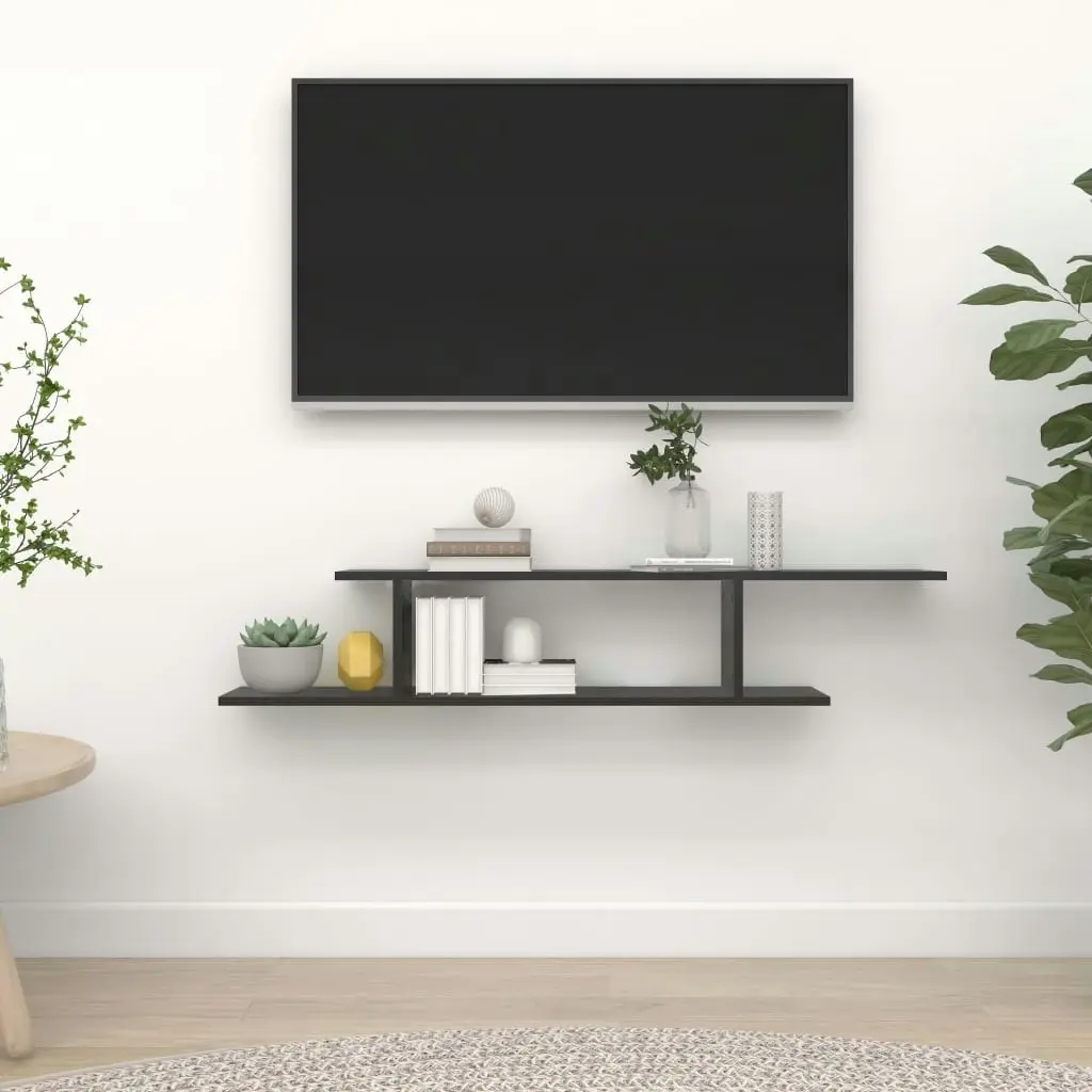 Wall-Mounted TV Shelf Black 125x18x23 cm Engineered Wood 806990