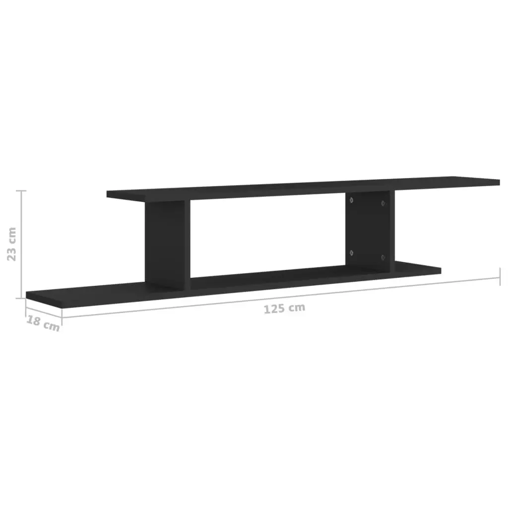 Wall-Mounted TV Shelf Black 125x18x23 cm Engineered Wood 806990