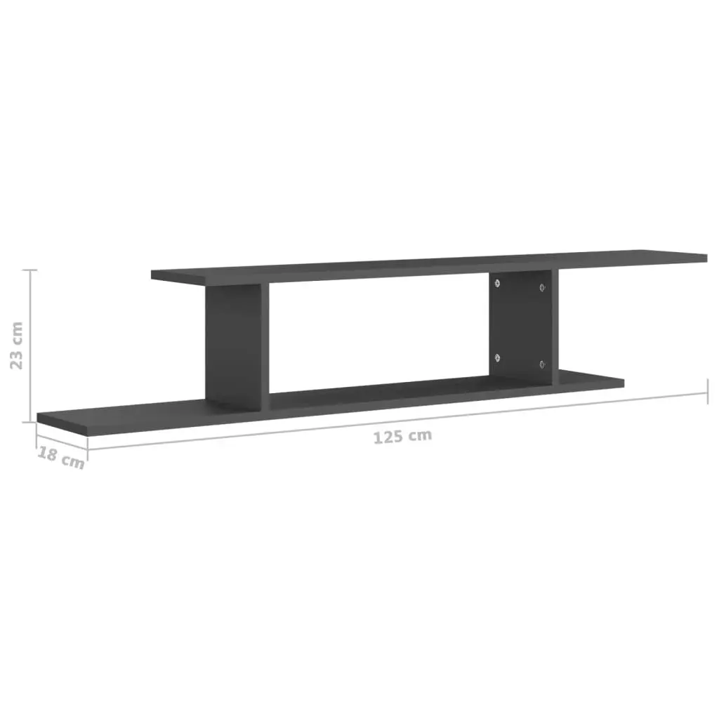 Wall-Mounted TV Shelf Grey 125x18x23 cm Engineered Wood 806991