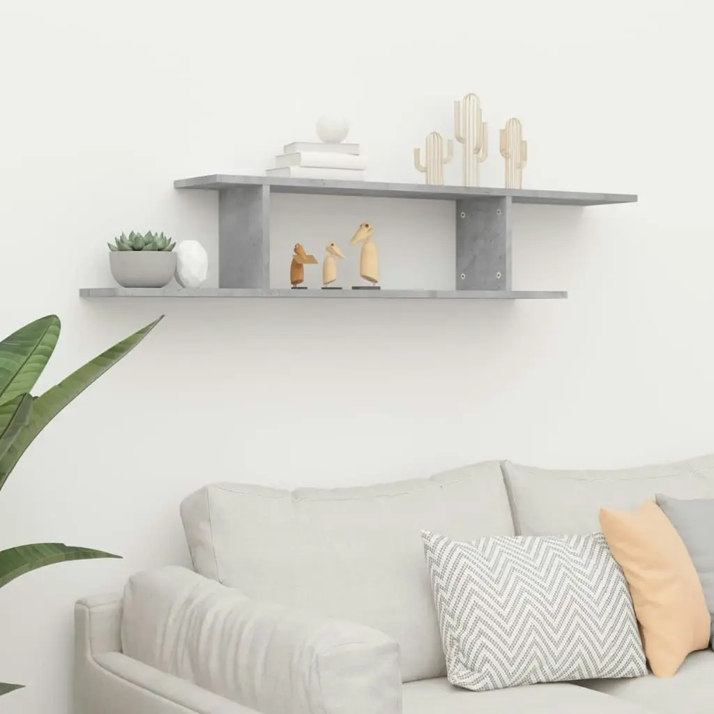 Wall-Mounted TV Shelf Concrete Grey 125x18x23 cm Engineered Wood 806993