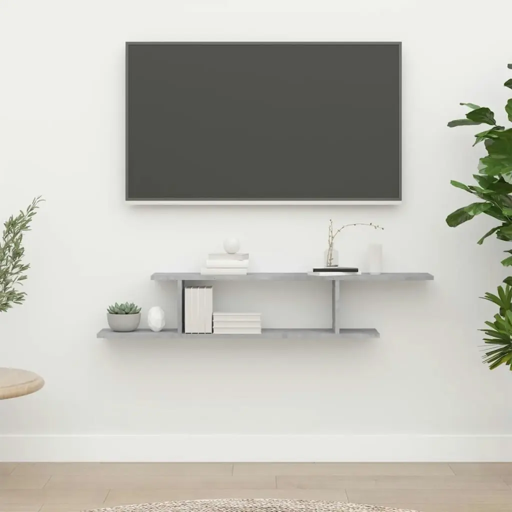 Wall-Mounted TV Shelf Concrete Grey 125x18x23 cm Engineered Wood 806993