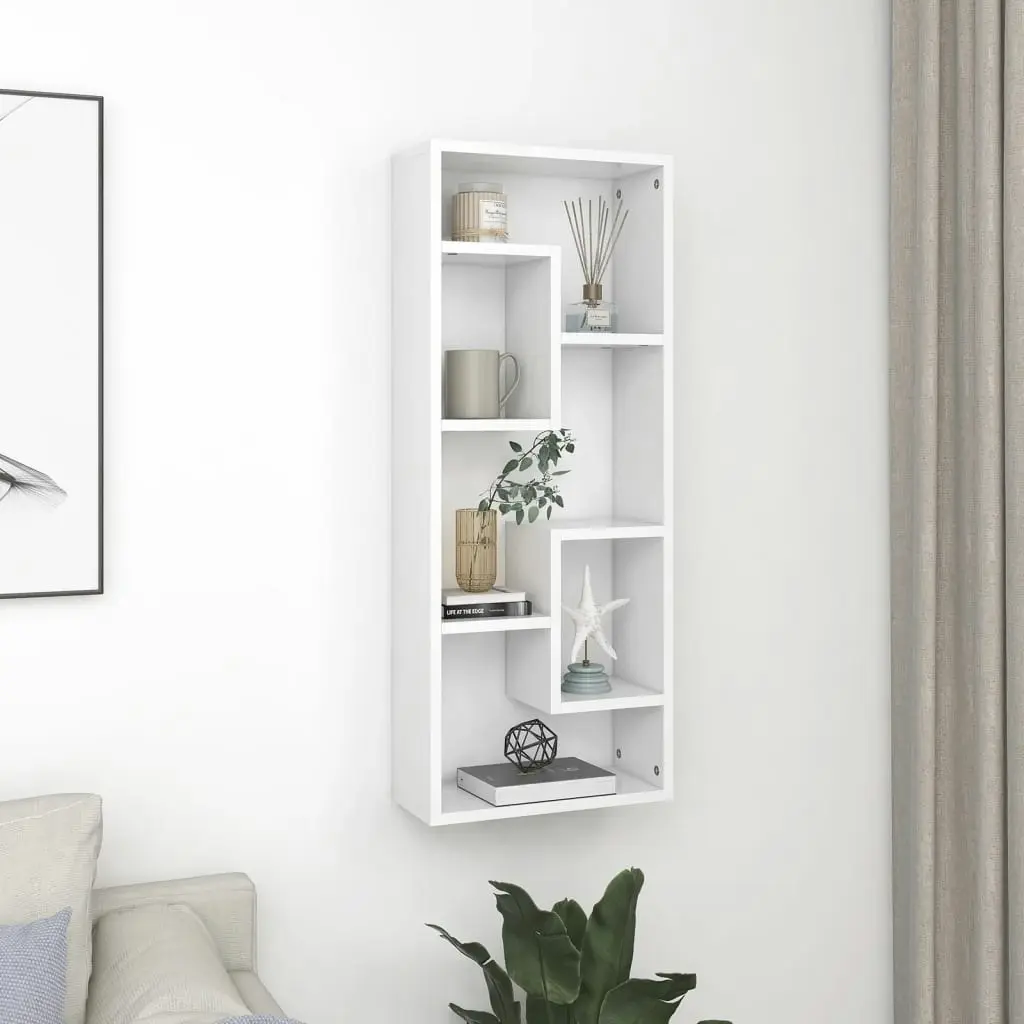 Wall Shelf White 36x16x90 cm Engineered Wood 803011