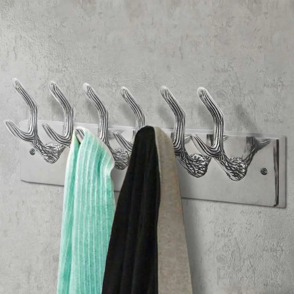 Wardrobe Coat Hooks 2 pcs Silver Aluminium 278752