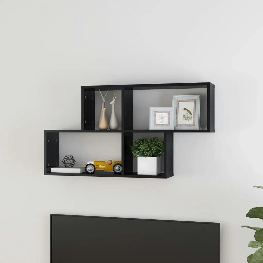 Wall Shelf High Gloss Black 100x18x53 cm Engineered Wood 807167