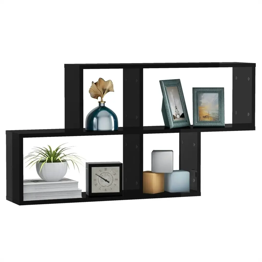 Wall Shelf High Gloss Black 100x18x53 cm Engineered Wood 807167