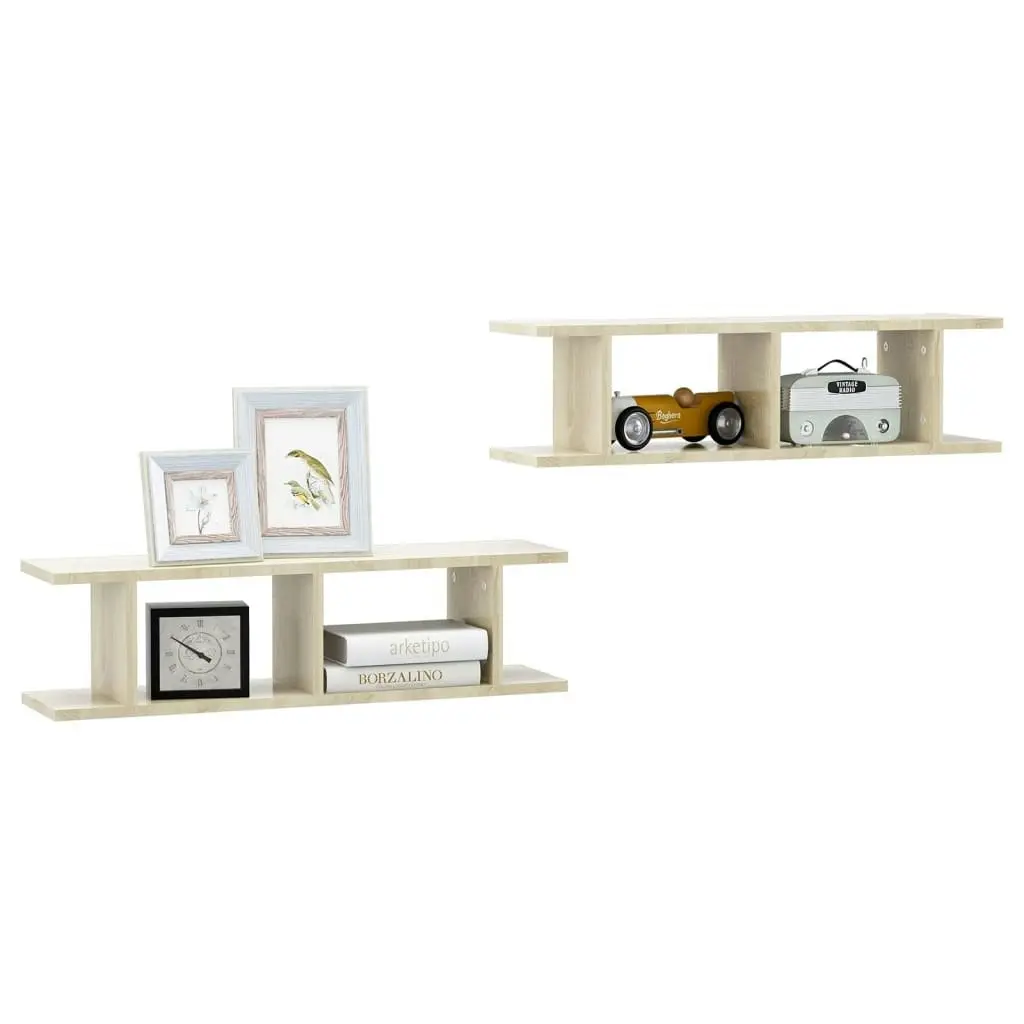 Wall Shelves 2 pcs Sonoma Oak 75x18x20 cm Engineered Wood 807190