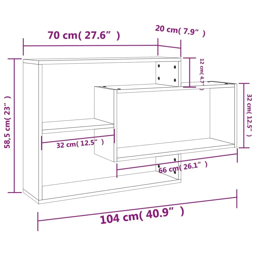 Wall Shelves Sonoma Oak 104x20x58.5 cm Engineered Wood 800327