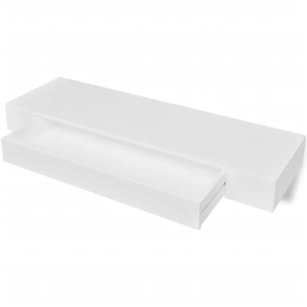 Floating Wall Shelves with Drawers 2 pcs White 80 cm 276002