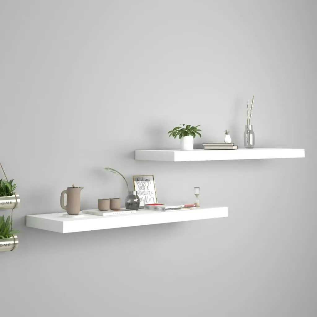 Floating Wall Shelves 2 pcs White 80x23.5x3.8 cm MDF 323815