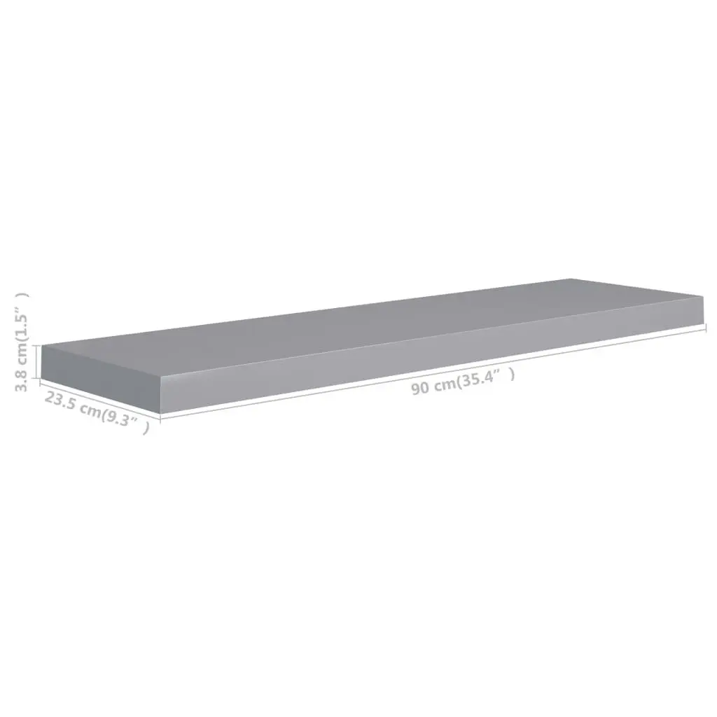 Floating Wall Shelf Grey 90x23.5x3.8 cm MDF 323859