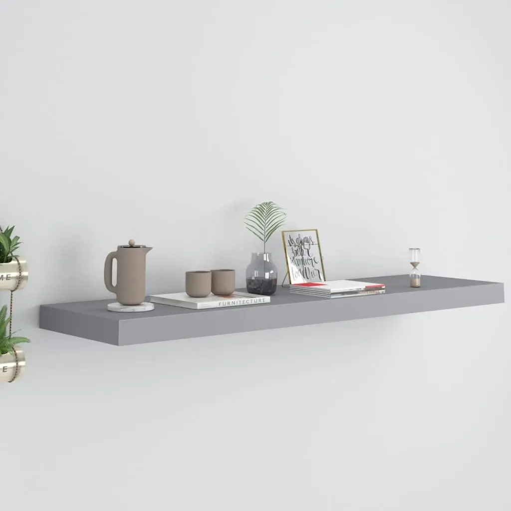 Floating Wall Shelf Grey 90x23.5x3.8 cm MDF 323859