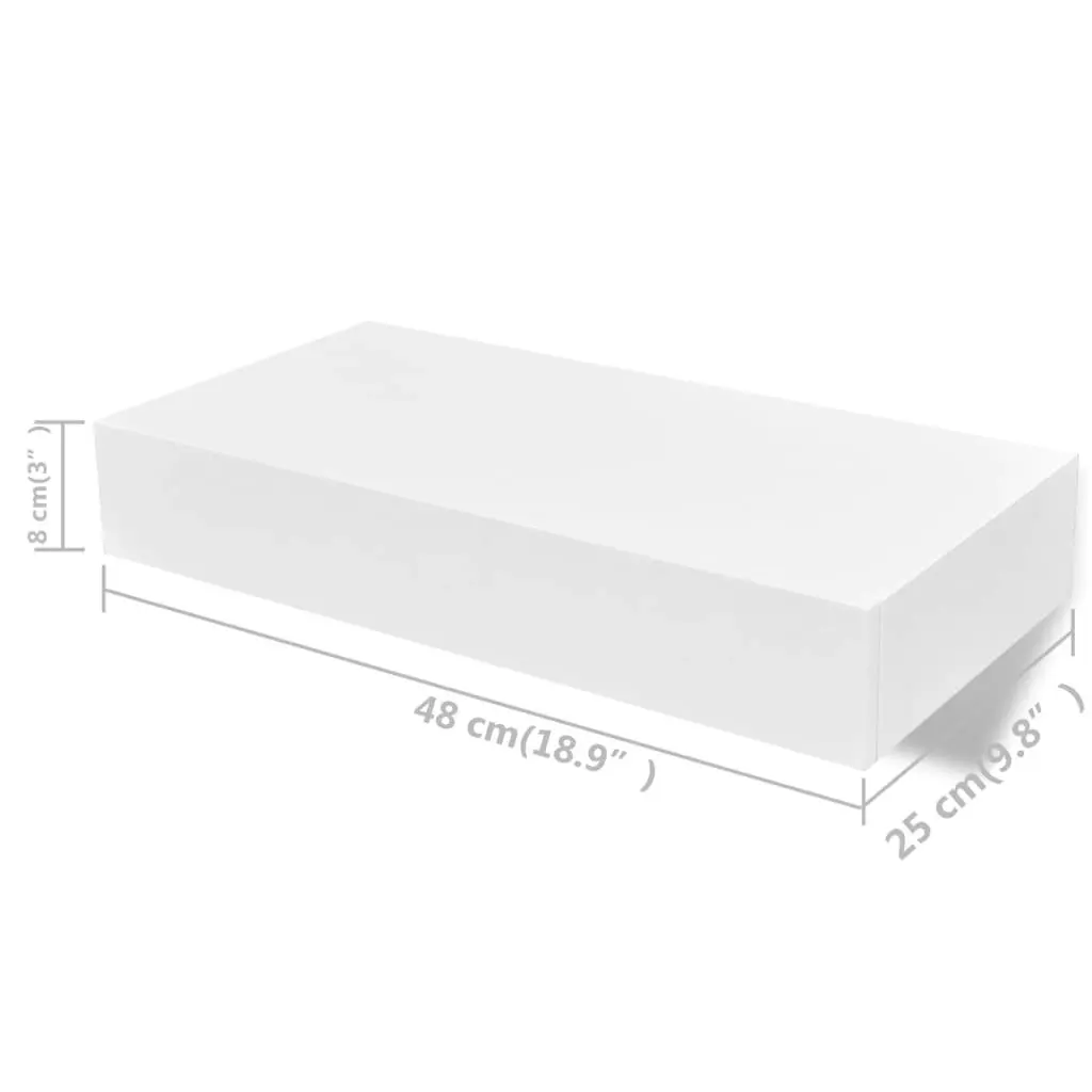 Floating Wall Shelves with Drawers 2 pcs White 48 cm 276001