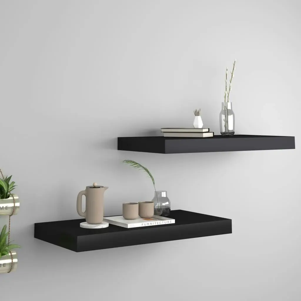 Floating Wall Shelves 2 pcs Black 50x23x3.8 cm MDF 323830