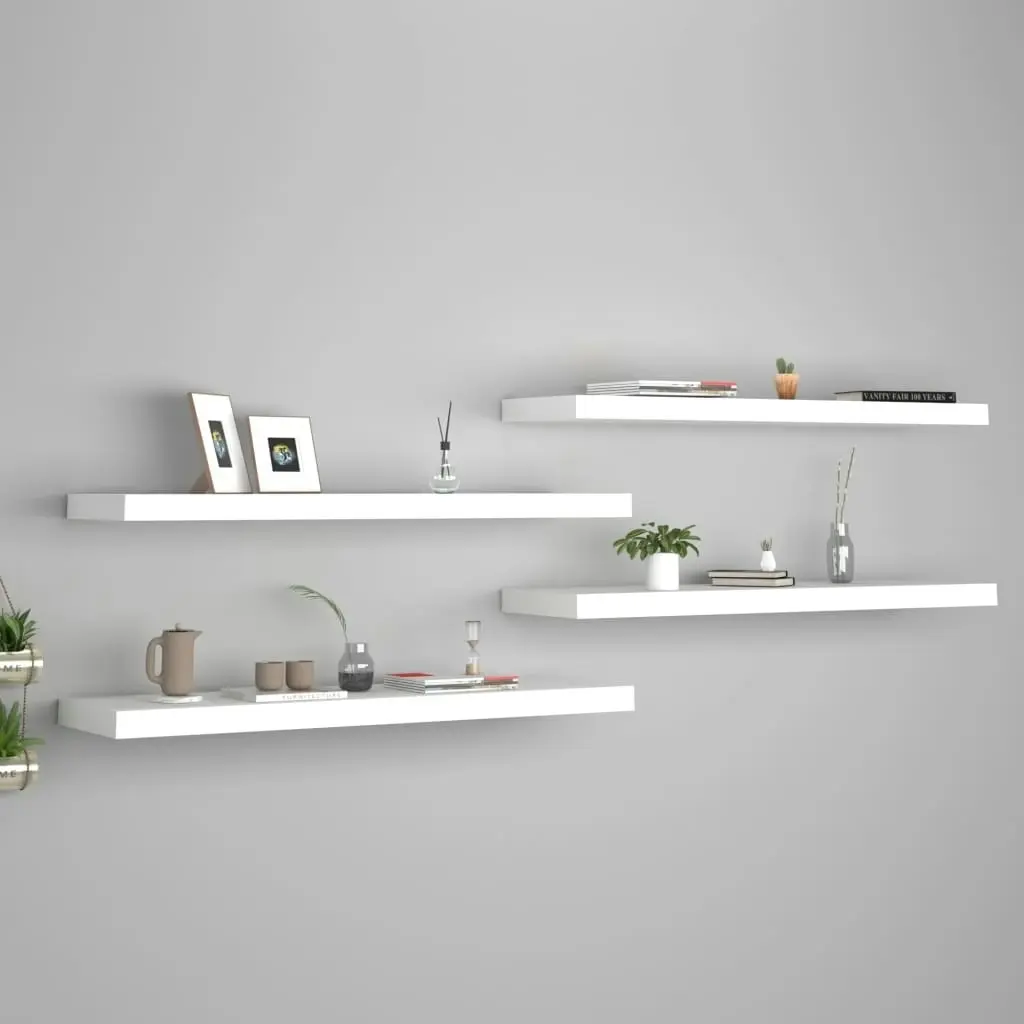 Floating Wall Shelves 4 pcs White 90x23.5x3.8 cm MDF 323819