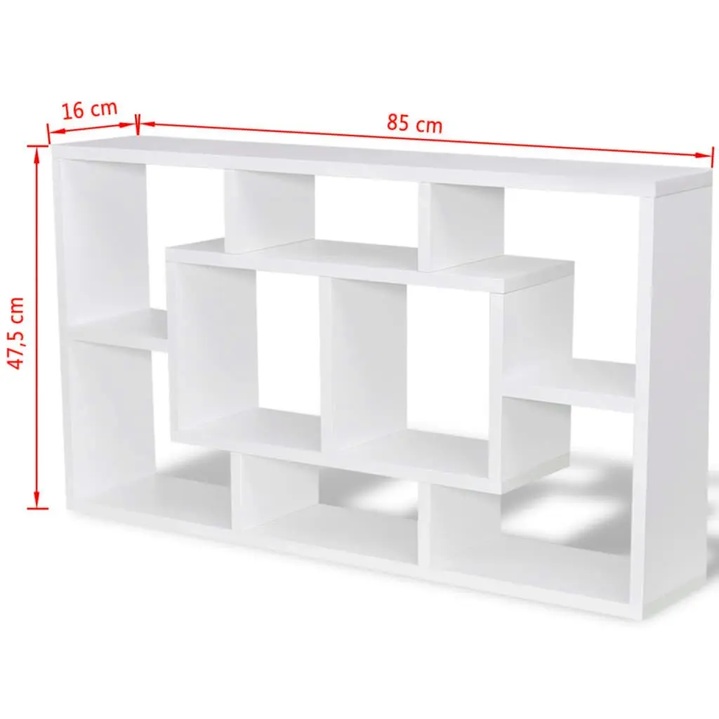 Floating Wall Display Shelf 8 Compartments White 242548