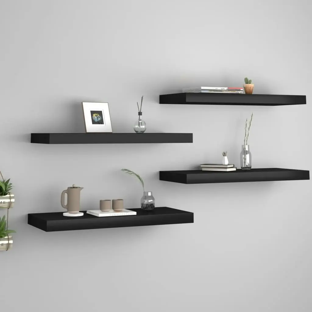 Floating Wall Shelves 4 pcs Black 60x23.5x3.8 cm MDF 323834