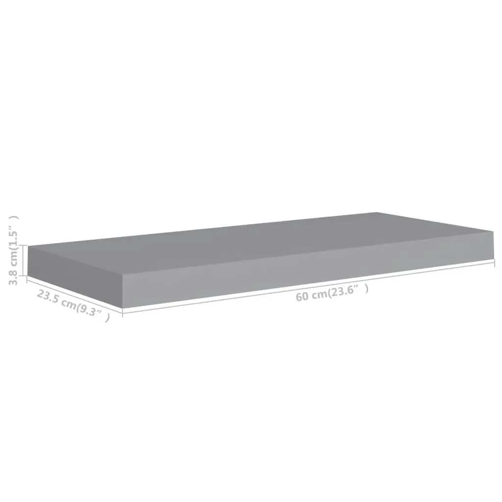 Floating Wall Shelf Grey 60x23.5x3.8 cm MDF 323853