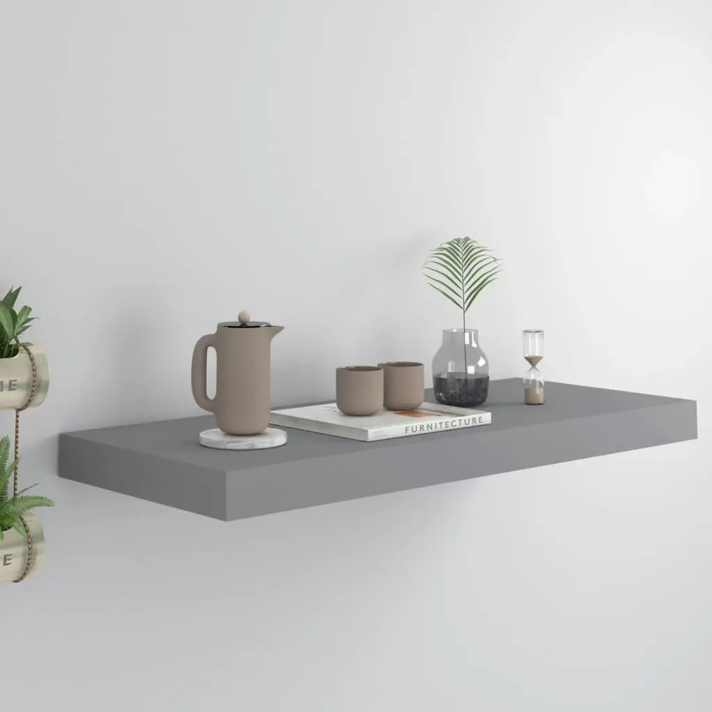 Floating Wall Shelf Grey 60x23.5x3.8 cm MDF 323853