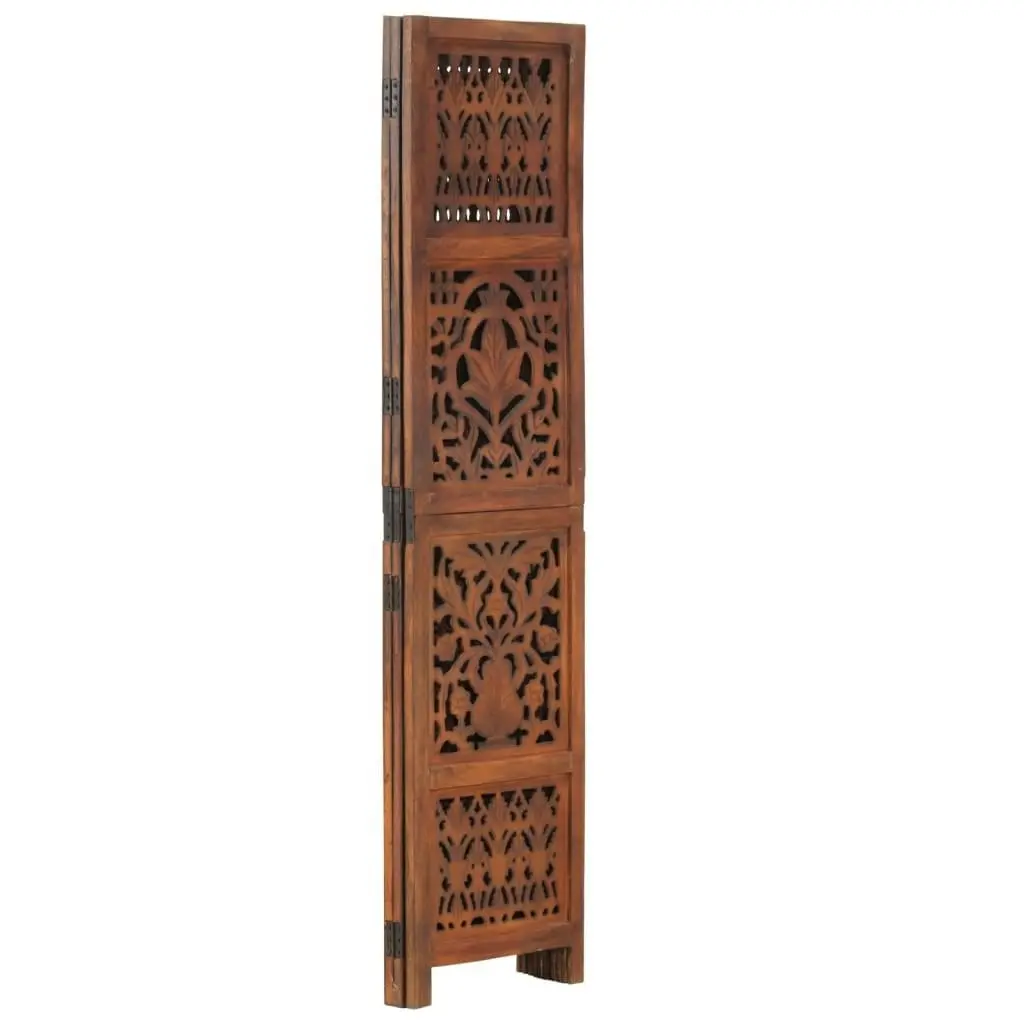 Hand Carved 3-Panel Room Divider Brown 120x165 cm Solid Mango Wood 285334