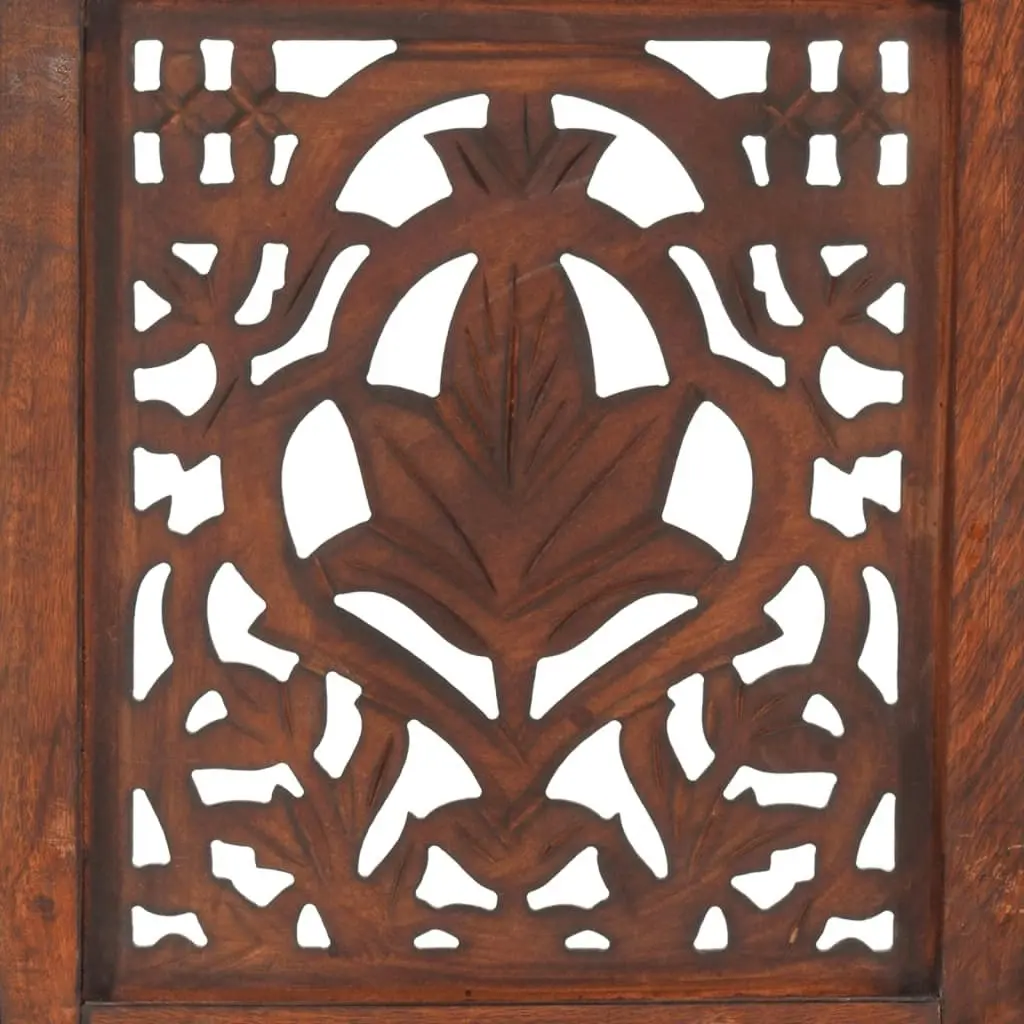 Hand Carved 3-Panel Room Divider Brown 120x165 cm Solid Mango Wood 285334