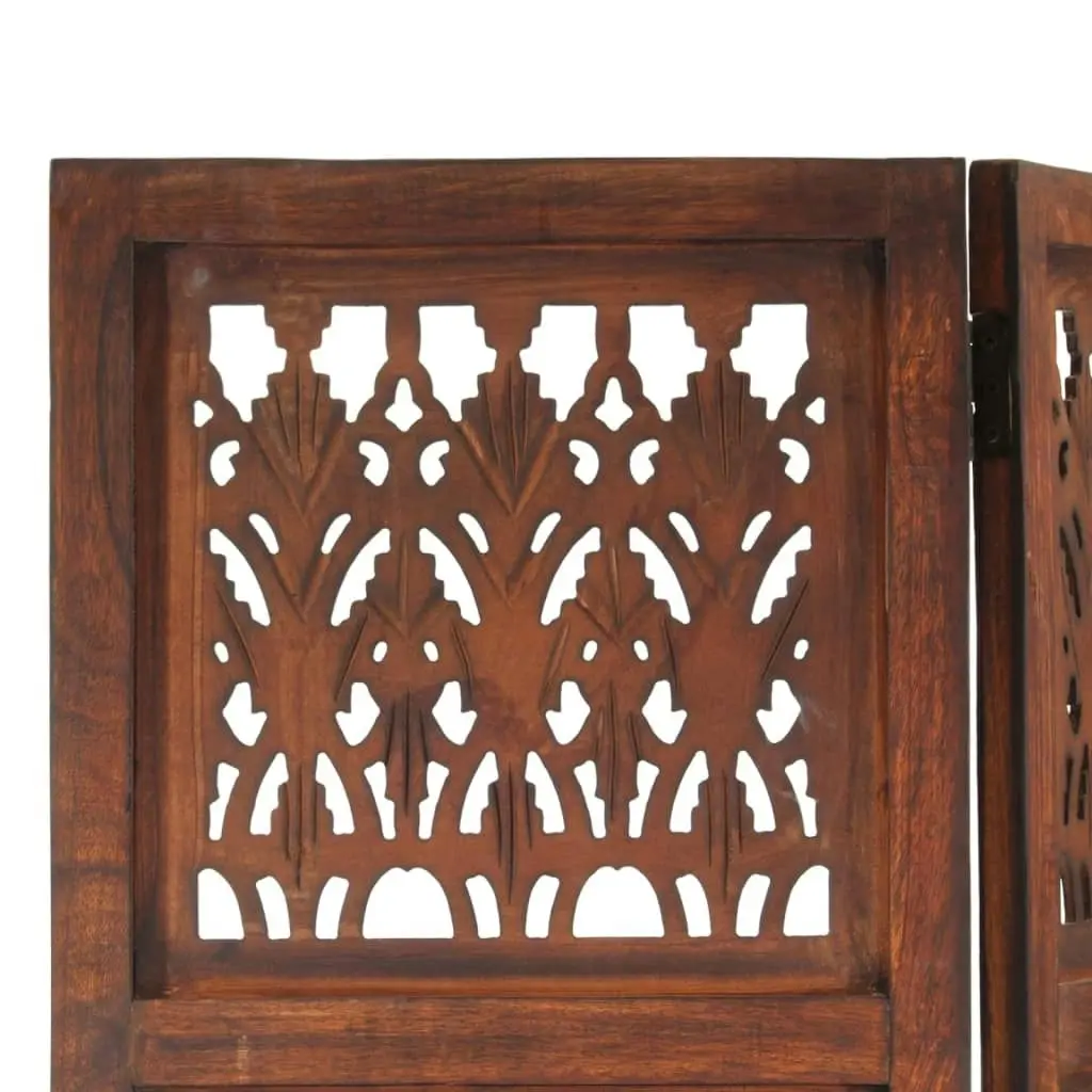 Hand Carved 3-Panel Room Divider Brown 120x165 cm Solid Mango Wood 285334