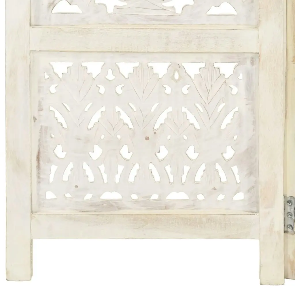 Hand Carved 3-Panel Room Divider White 120x165 cm Solid Mango Wood 285330