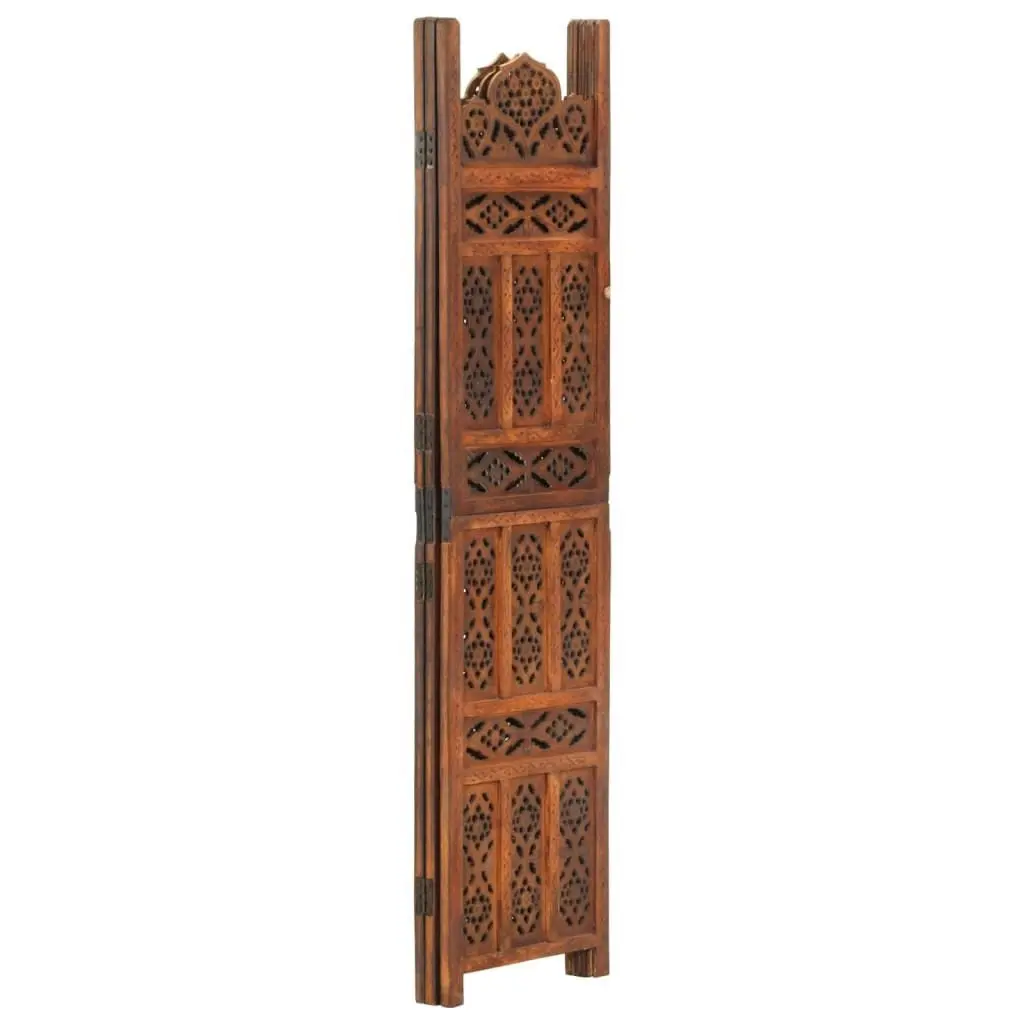 Hand Carved 3-Panel Room Divider Brown 120x165 cm Solid Mango Wood 285324