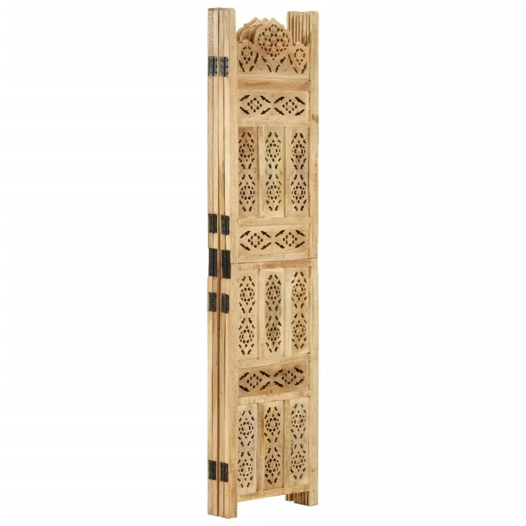 Hand Carved 4-Panel Room Divider 160x165 cm Solid Mango Wood 285316