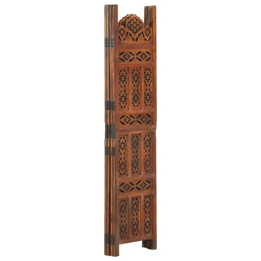 Hand carved 4-Panel Room Divider Brown 160x165 cm Solid Mango Wood 285325