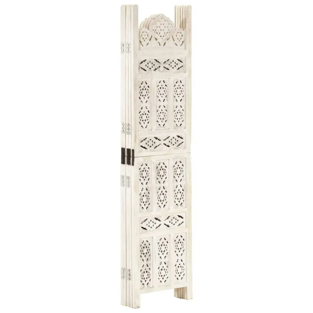 Hand carved 5-Panel Room Divider White 200x165 cm Solid Mango Wood 285320