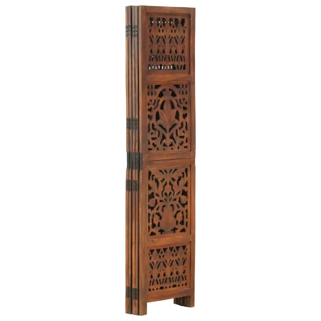 Hand Carved 5-Panel Room Divider Brown 200x165 cm Solid Mango Wood 285335