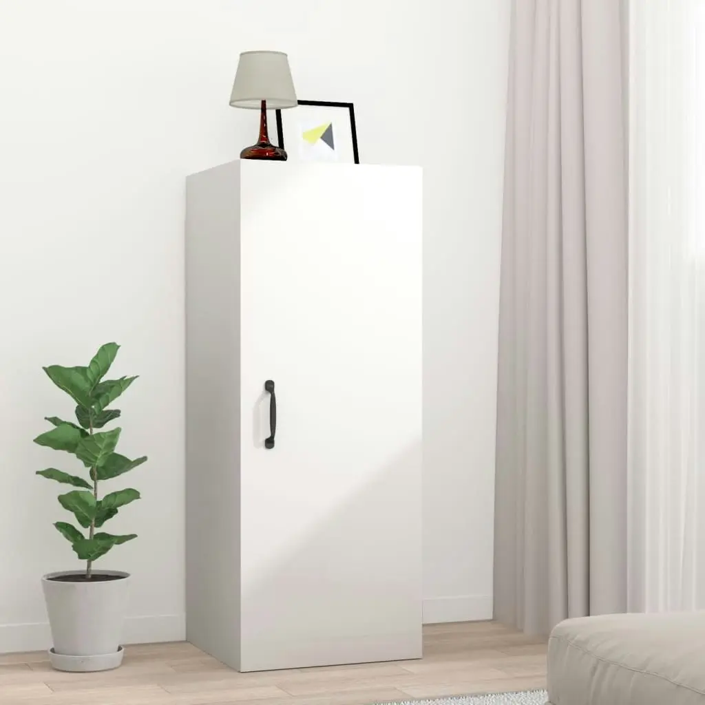 Hanging Wall Cabinet High Gloss White 34.5x34x90 cm Engineered Wood 812444