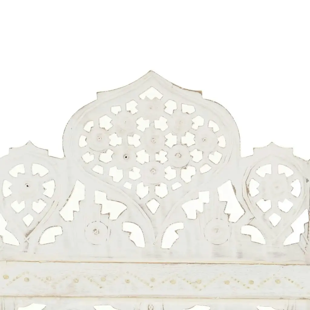 Hand carved 3-Panel Room Divider White 120x165 cm Solid Mango Wood 285318