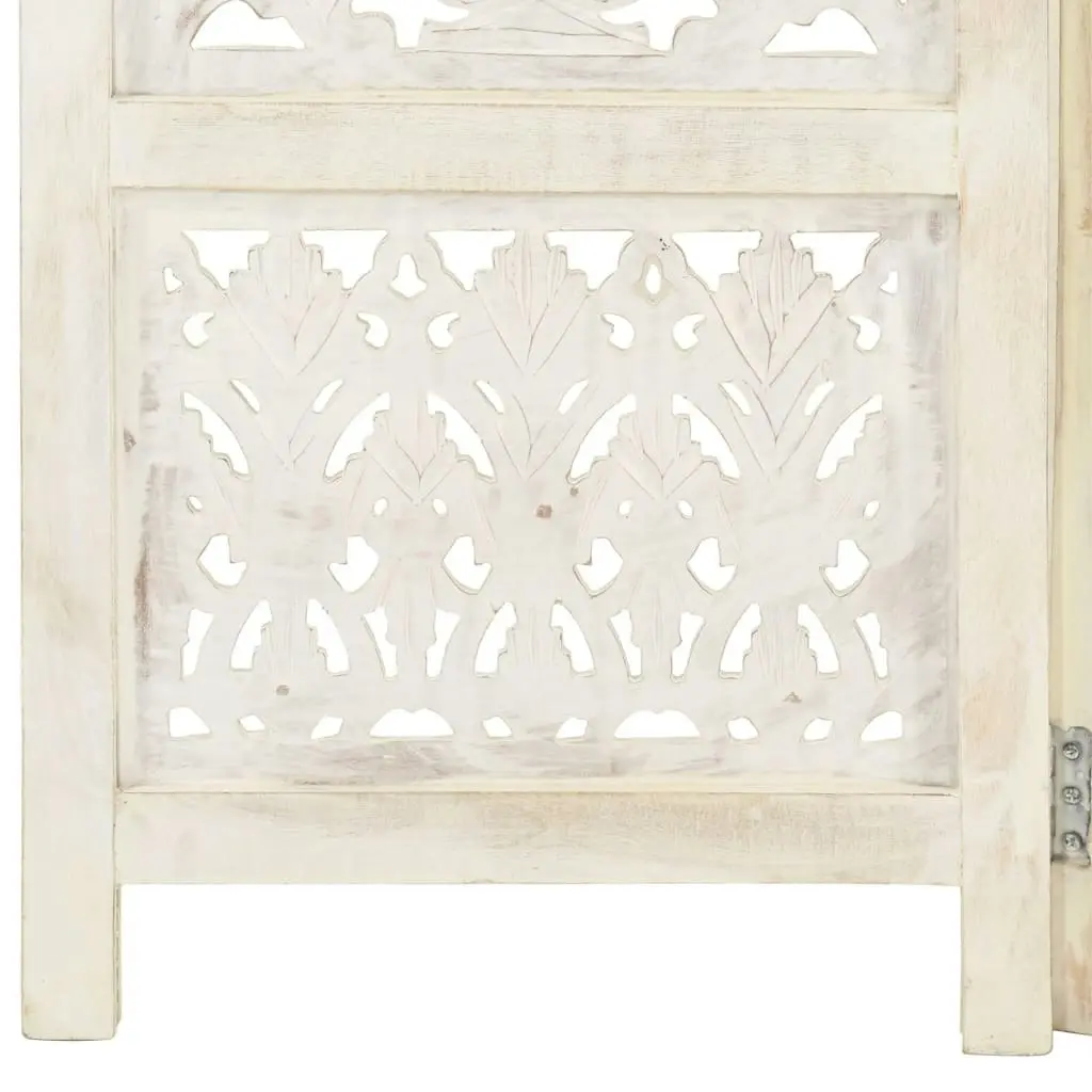 Hand carved 5-Panel Room Divider White 200x165 cm Solid Mango Wood 285331