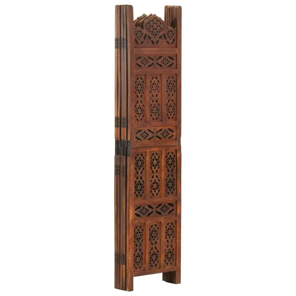 Hand carved 5-Panel Room Divider Brown 200x165 cm Solid Mango Wood 285326