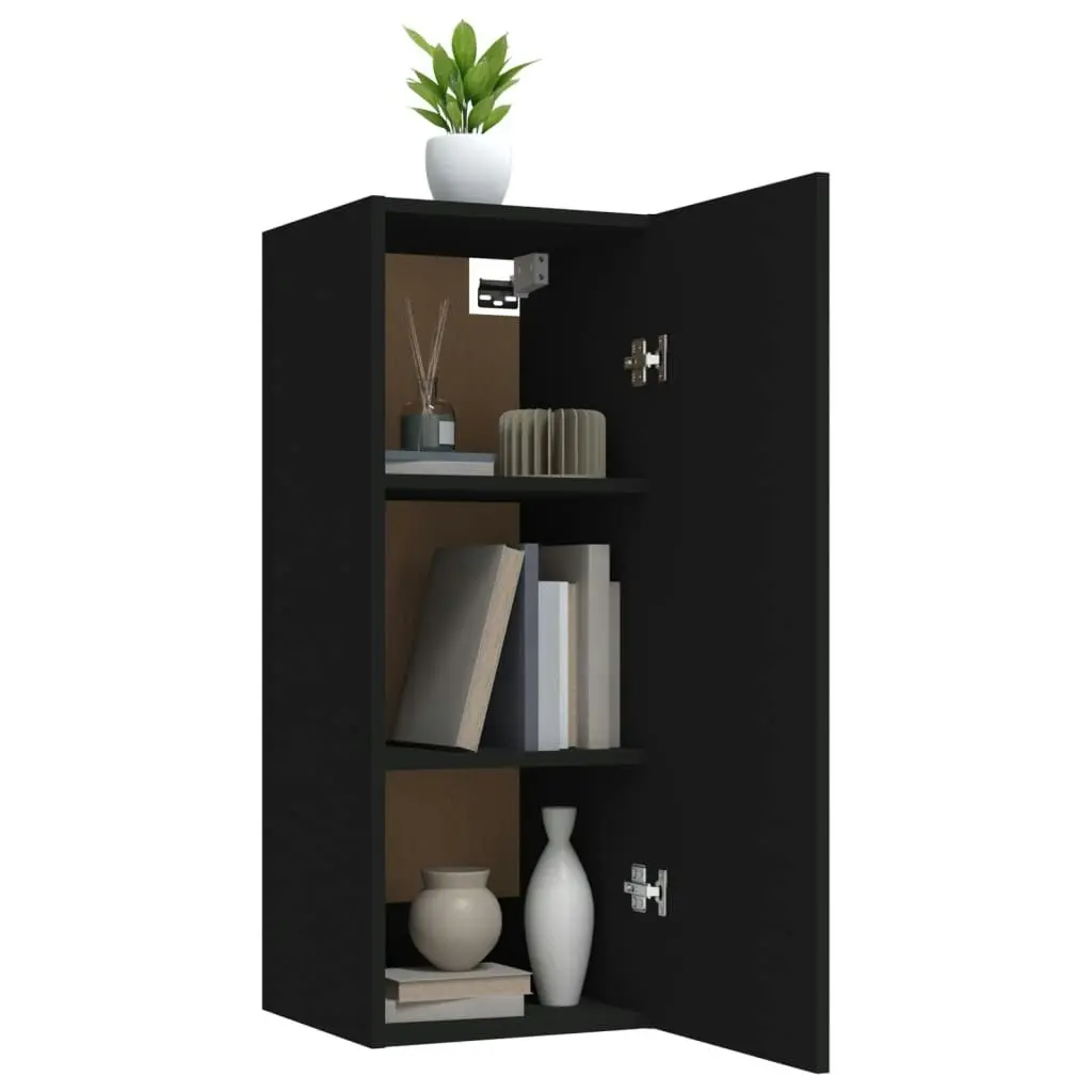 Hanging Wall Cabinet Black 34.5x34x90 cm Engineered Wood 812439