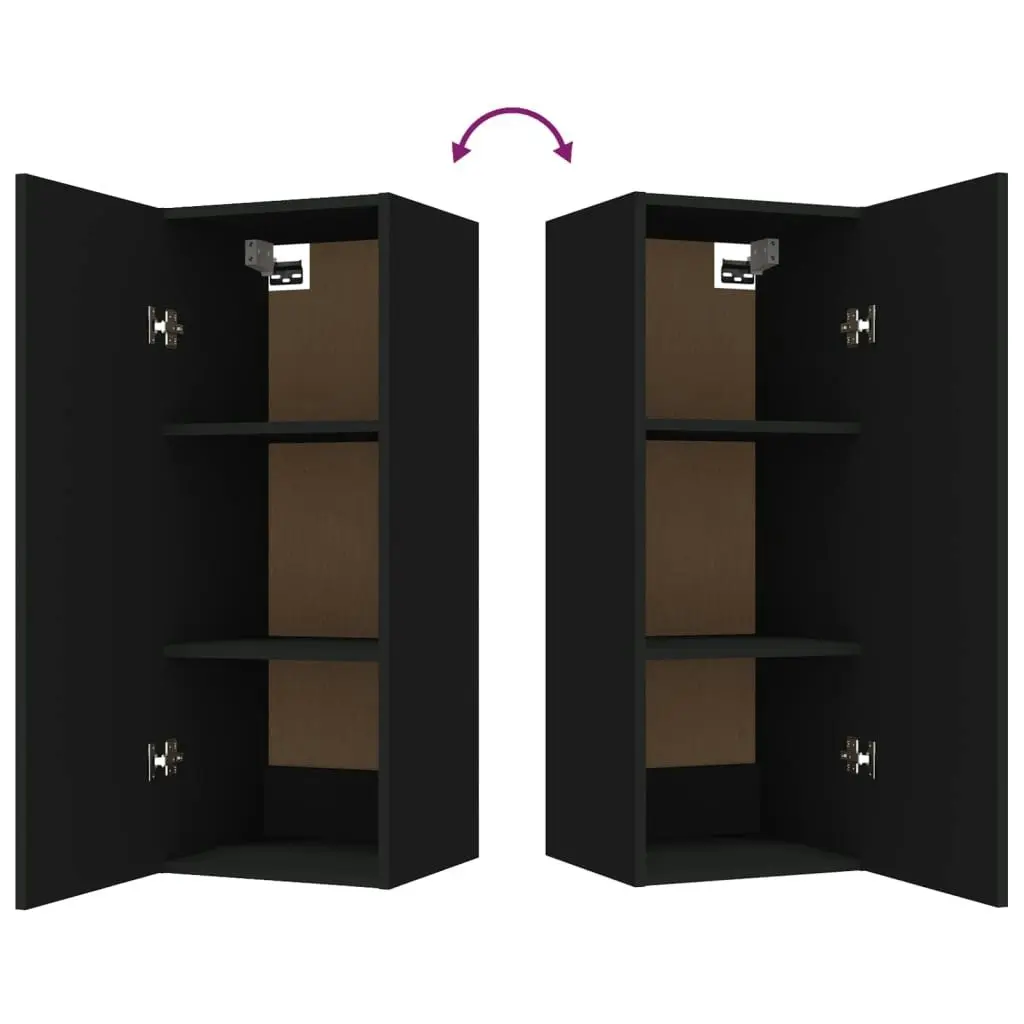 Hanging Wall Cabinet Black 34.5x34x90 cm Engineered Wood 812439