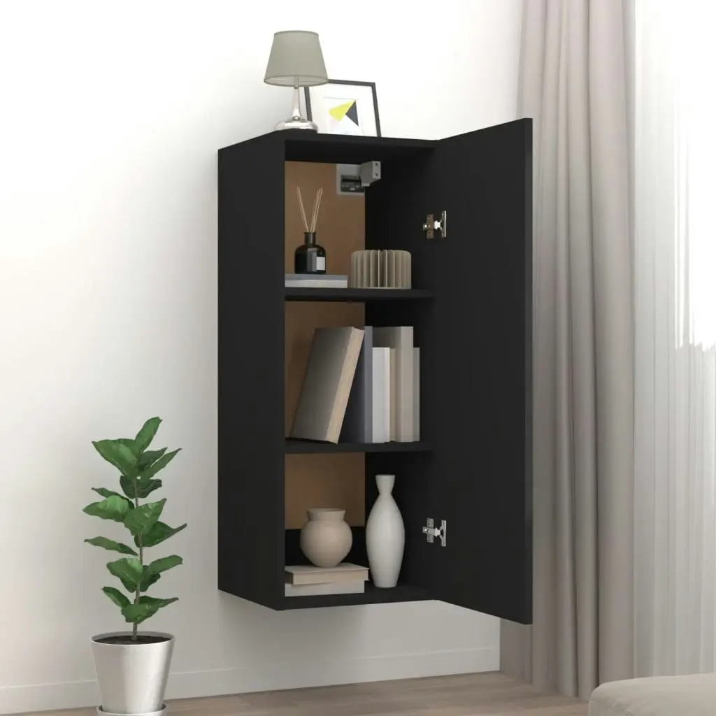 Hanging Wall Cabinet Black 34.5x34x90 cm Engineered Wood 812439