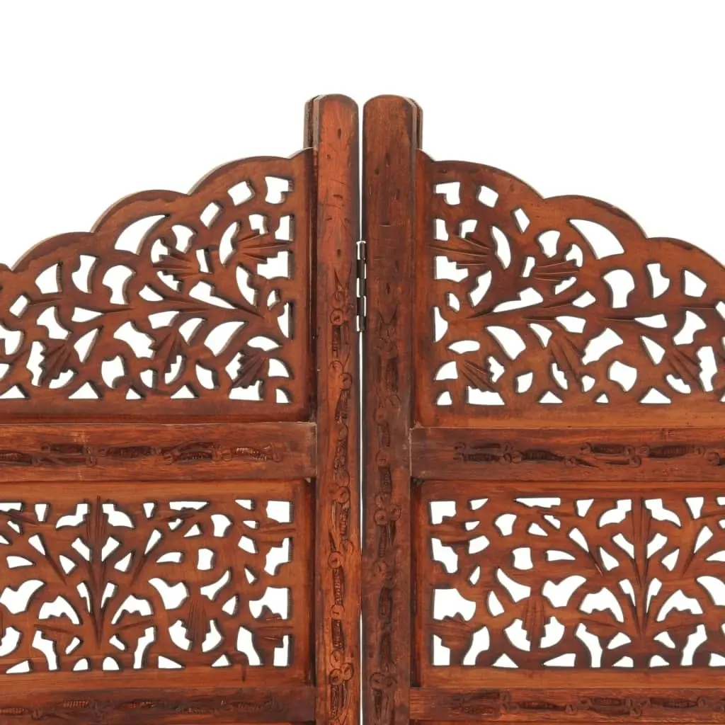 Hand carved 4-Panel Room Divider Brown 160x165 cm Solid Mango Wood 285329