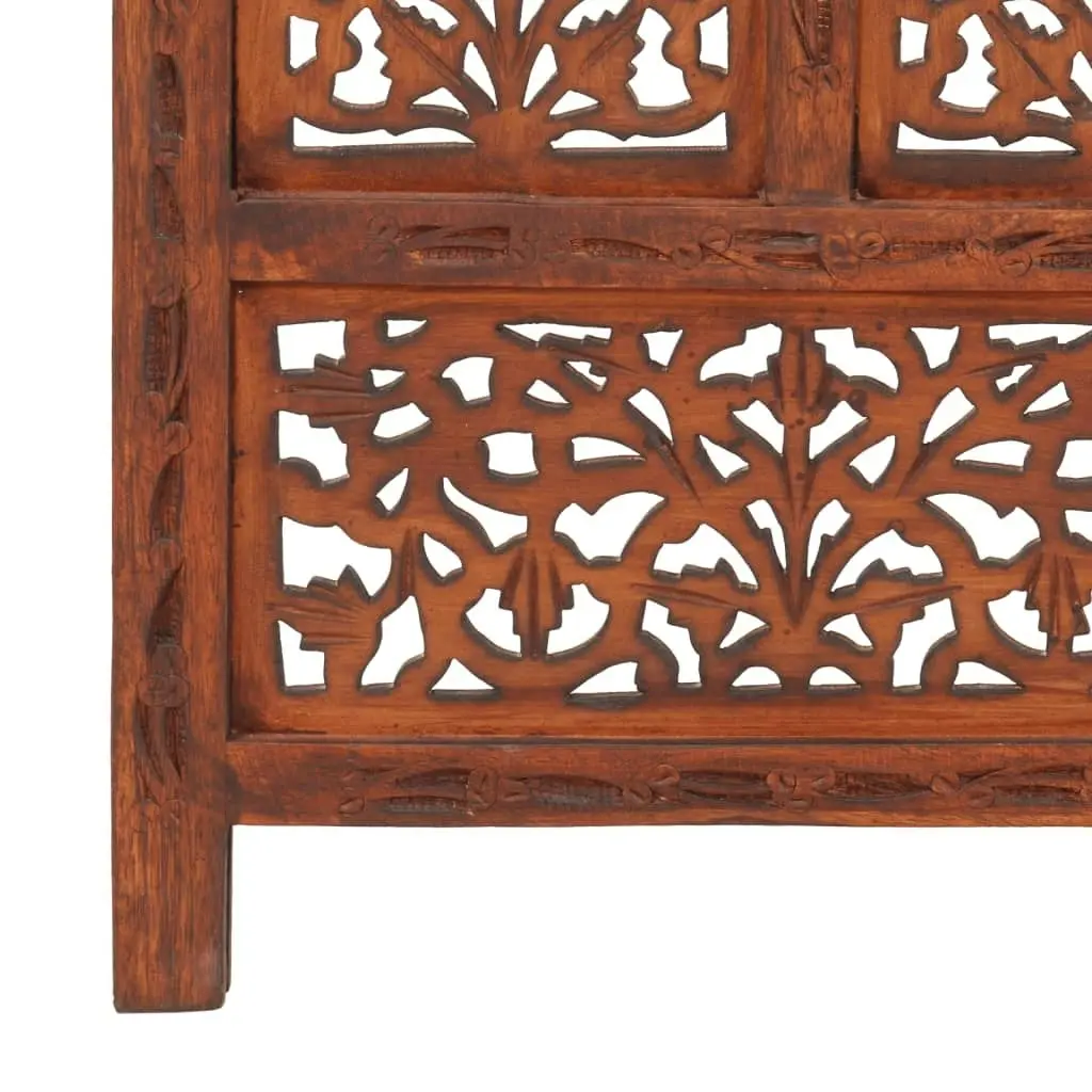 Hand carved 4-Panel Room Divider Brown 160x165 cm Solid Mango Wood 285329