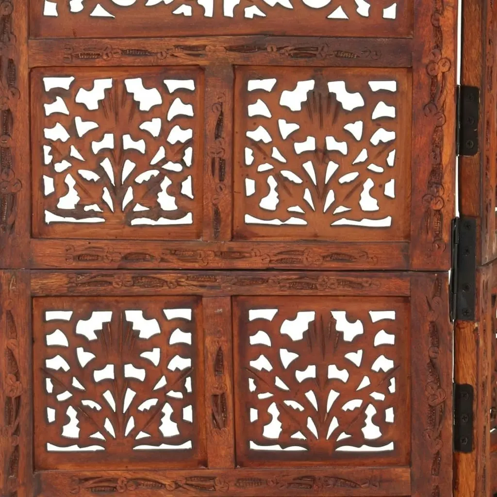 Hand carved 4-Panel Room Divider Brown 160x165 cm Solid Mango Wood 285329