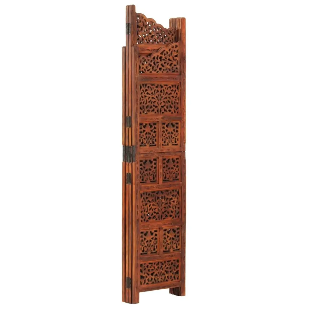 Hand carved 4-Panel Room Divider Brown 160x165 cm Solid Mango Wood 285329