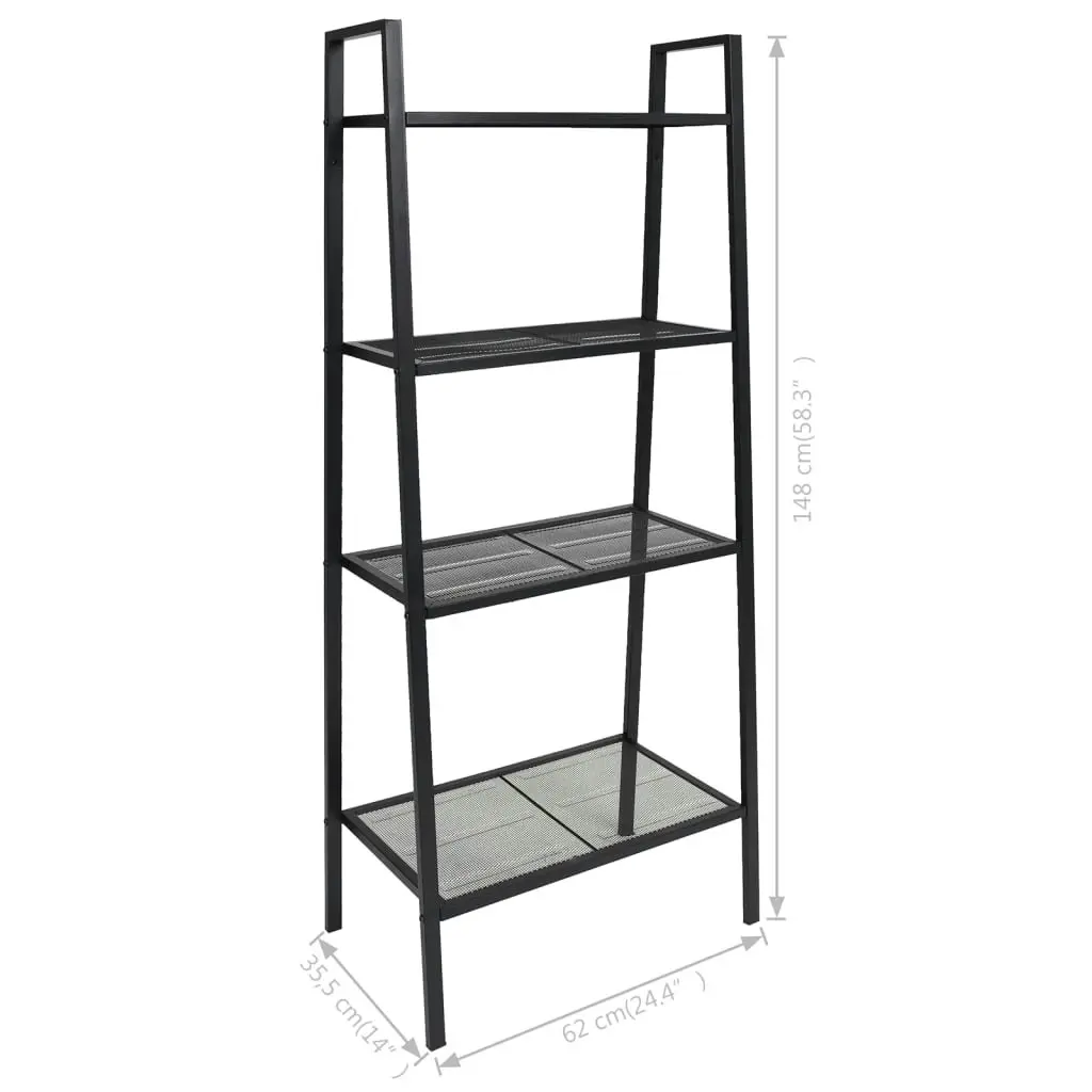 Ladder Bookcase 4 Tiers Metal Black 245972