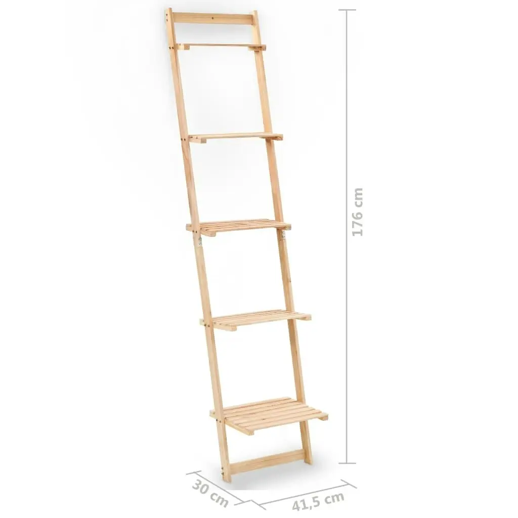 Ladder Wall Shelf Cedar Wood 41.5x30x176 cm 246438