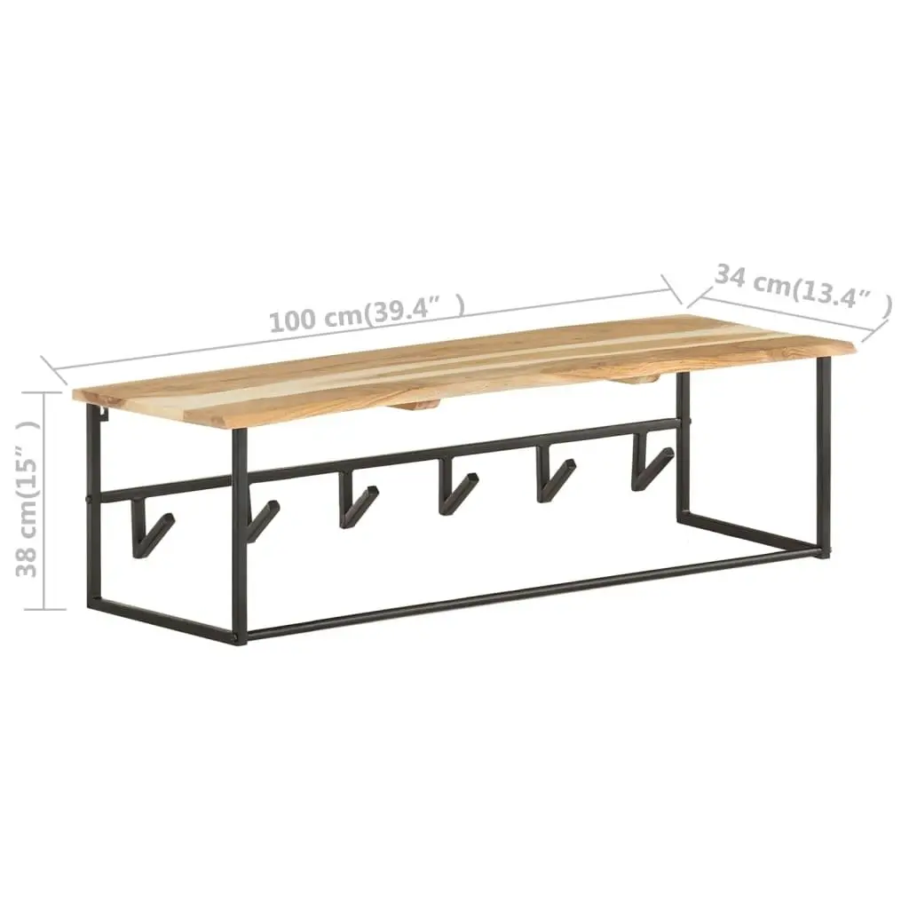 Peg with Live Edge 100x34x38 cm Solid Acacia Wood 320250