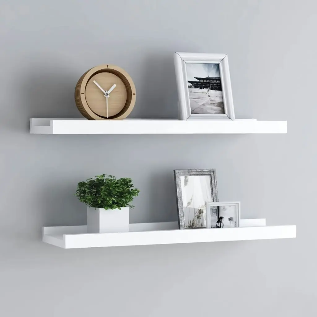 Picture Frame Ledge Shelves 2 pcs White 60x9x3 cm MDF 323929