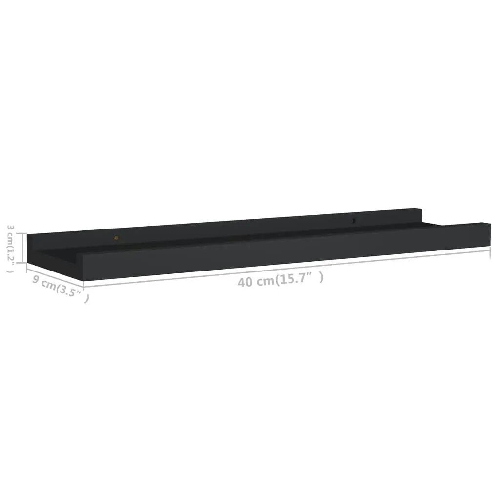 Picture Frame Ledge Shelves 2 pcs Black 40x9x3 cm MDF 323931