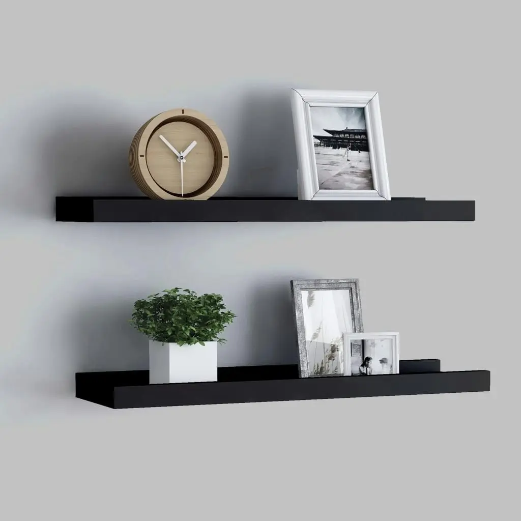 Picture Frame Ledge Shelves 2 pcs Black 40x9x3 cm MDF 323931