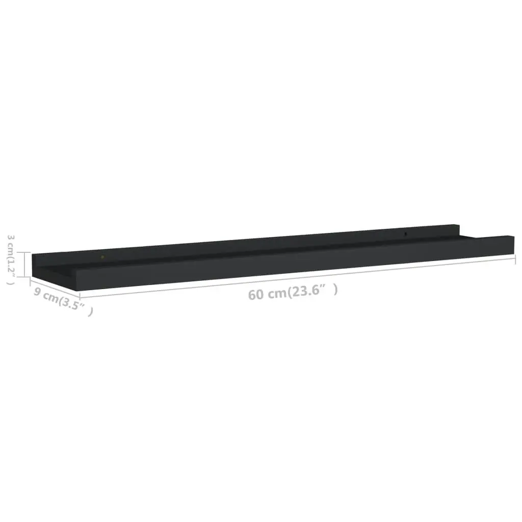 Picture Frame Ledge Shelves 2 pcs Black 60x9x3 cm MDF 323932