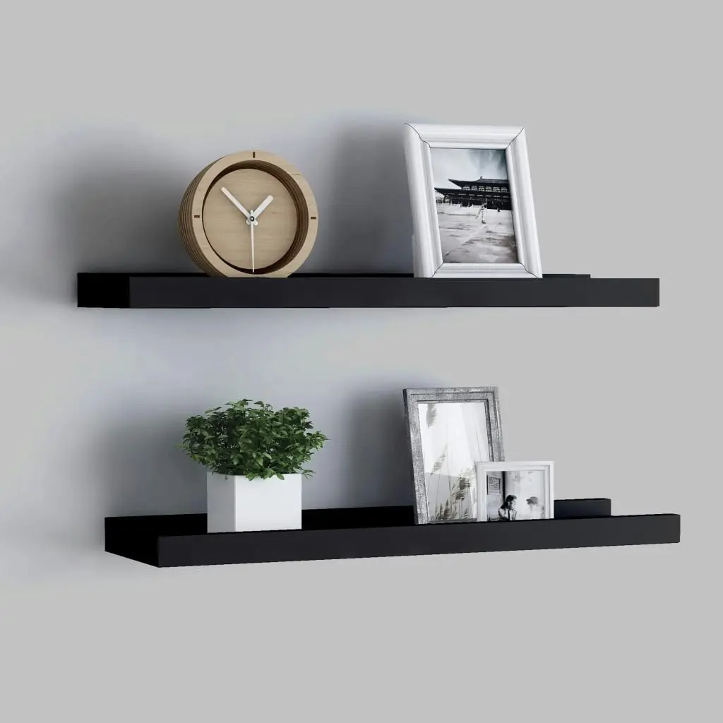 Picture Frame Ledge Shelves 2 pcs Black 60x9x3 cm MDF 323932